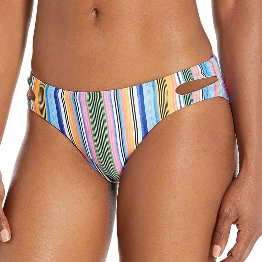 BECCA by Rebecca Virtue Print Play Leila Cut Out Bikini Bottom size L NWT - Picture 1 of 7